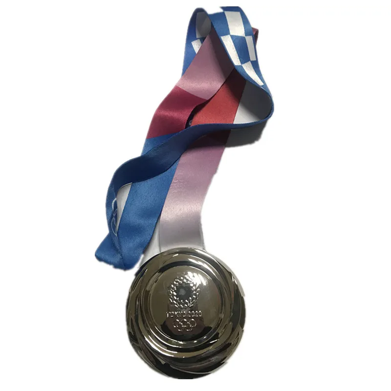 silver Серебряная бронзовая медаль для спортивных игр, 85 мм, медаль для игрока, 1 шт., с лентой - Цвет: silver
