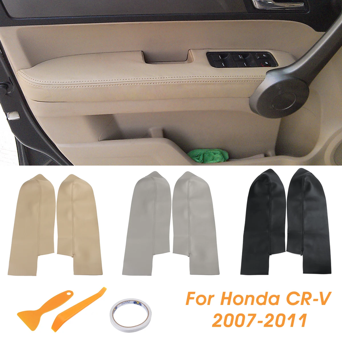 Пара автомобильных кожаных панелей для передней двери подлокотников Honda CRV 2007 2008