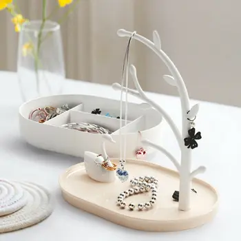 

Jewelry Set Box Bracelet Necklace Ring Gift Display Swan Design Necklace Box Modern Decor Bead Storage Box Tree Container Case
