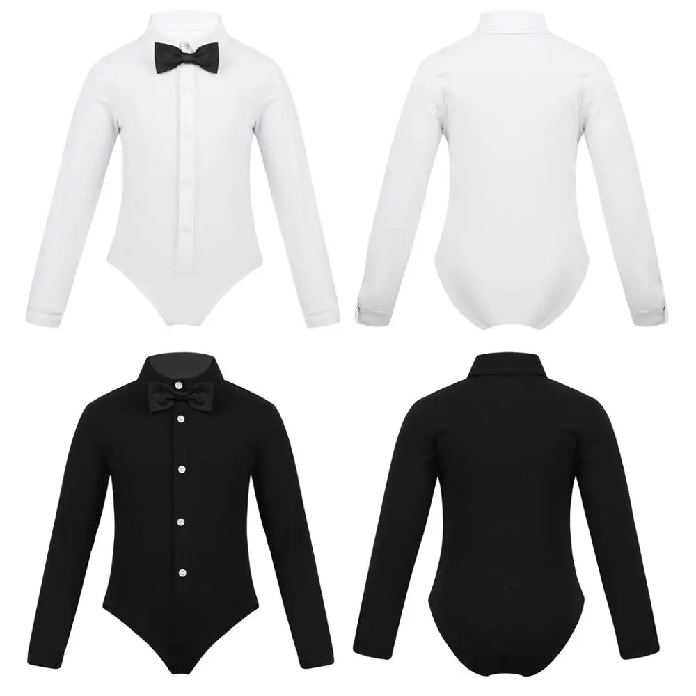 Dance Dress DPOIS Latin Dance Dress Contemporary Ballroom Sambo Dancing Dresses Uniform For Kids Boys Children Shirt Bodysuit Tops Costume