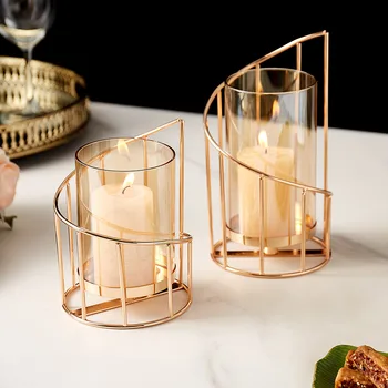 

Glass candle holder artificial flowers vase European design home decoration glass dried flower candle holder multifunctional