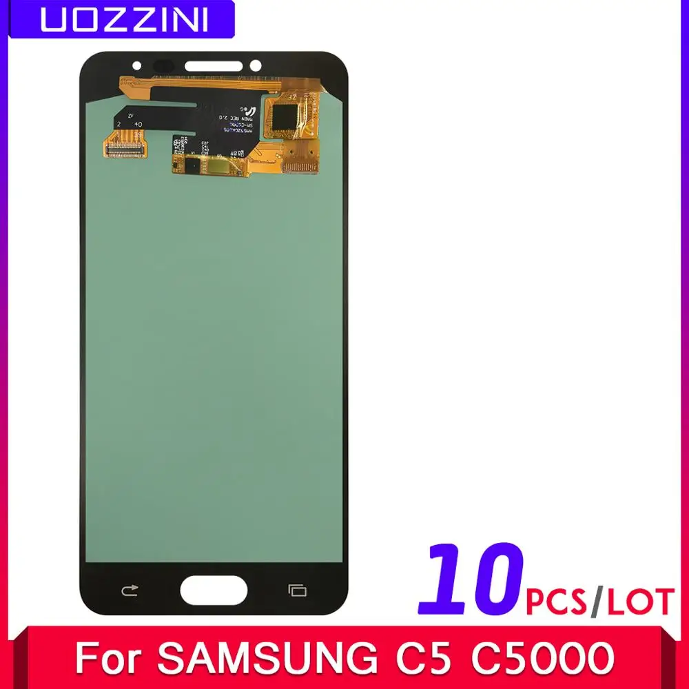 

10 Pcs/Lot Super AMOLED For Samsung Galaxy C5 C5000 LCD Display Touch Screen Digitizer Assembly With Tempered Glass