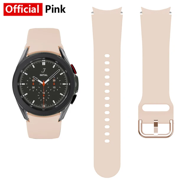 20mm watch Band For Samsung Galaxy Watch 4 classic 46mm 42mm smartwatch Silicone Sports Bracelet Galaxy Watch 4 44mm 40mm Strap official Pink