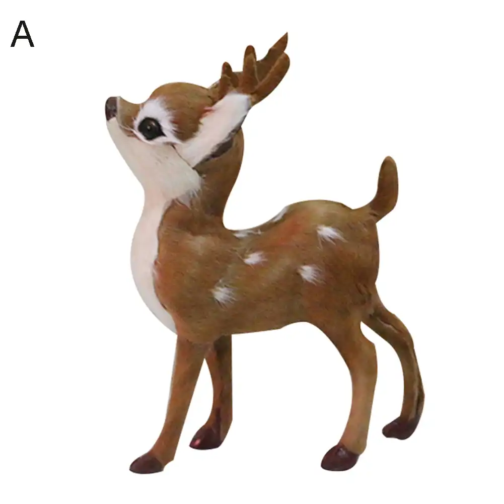 3d mini simulation sika plush deer miniatures garden figurines