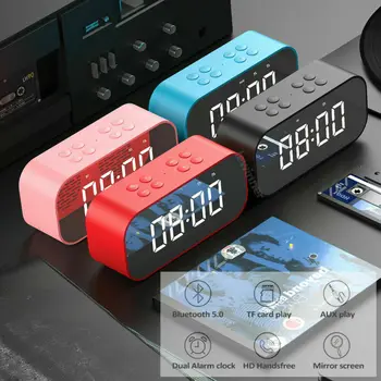 

Portable Buletooth Speaker with Alarm Clock 5.0 Stereo Hifi Sound Speaker Digital edside Support TF Card AUX
