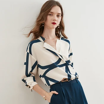 

Tcyeek Summer Vintage 100% Real Slik Blouse Women Clothes 2020 Korean Fashion Blusas Elegant Ladies Womens Tops and Shirts 19646