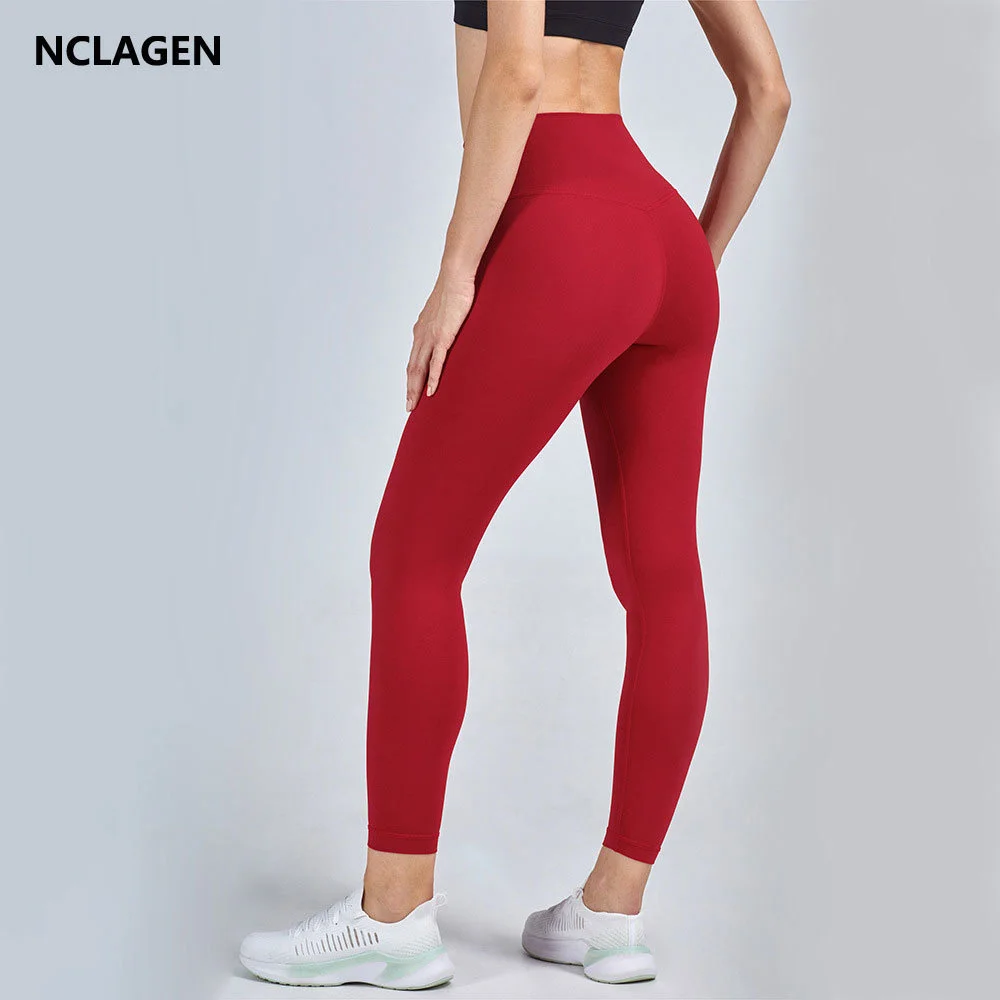 

Running Yoga Pants High Waist Peach Hip Elastic Sports Leggingswomen Fitness Tights Naked-feel Fabric Squat Proof GYM Capris