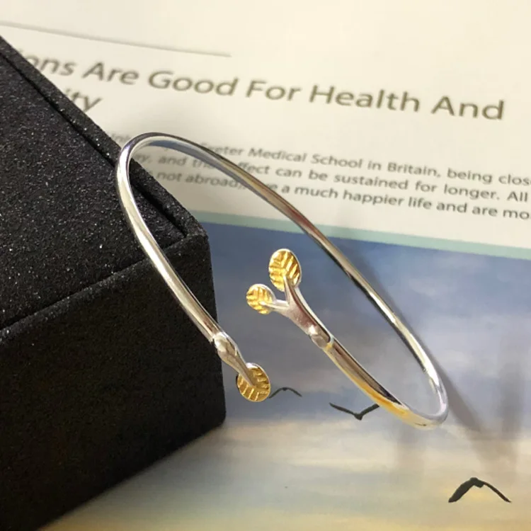 

s925 sterling silver open branches leaves bracelet