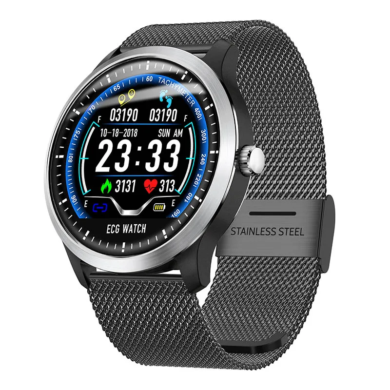 black metal SYSOTORYU N58 Смарт часы ЭКГ PPG монитор сердечного ритма кровяного давления Smartwatch спортивные Шагомер фитнес-браслет для мужчин и женщин часы - Цвет: black metal