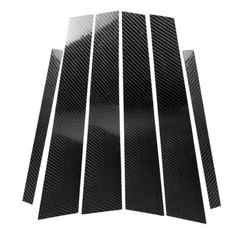 

6x Carbon Fiber Window B Pillar Trim Decorative Stickers for BMW E46 99-04 5D Car Styling