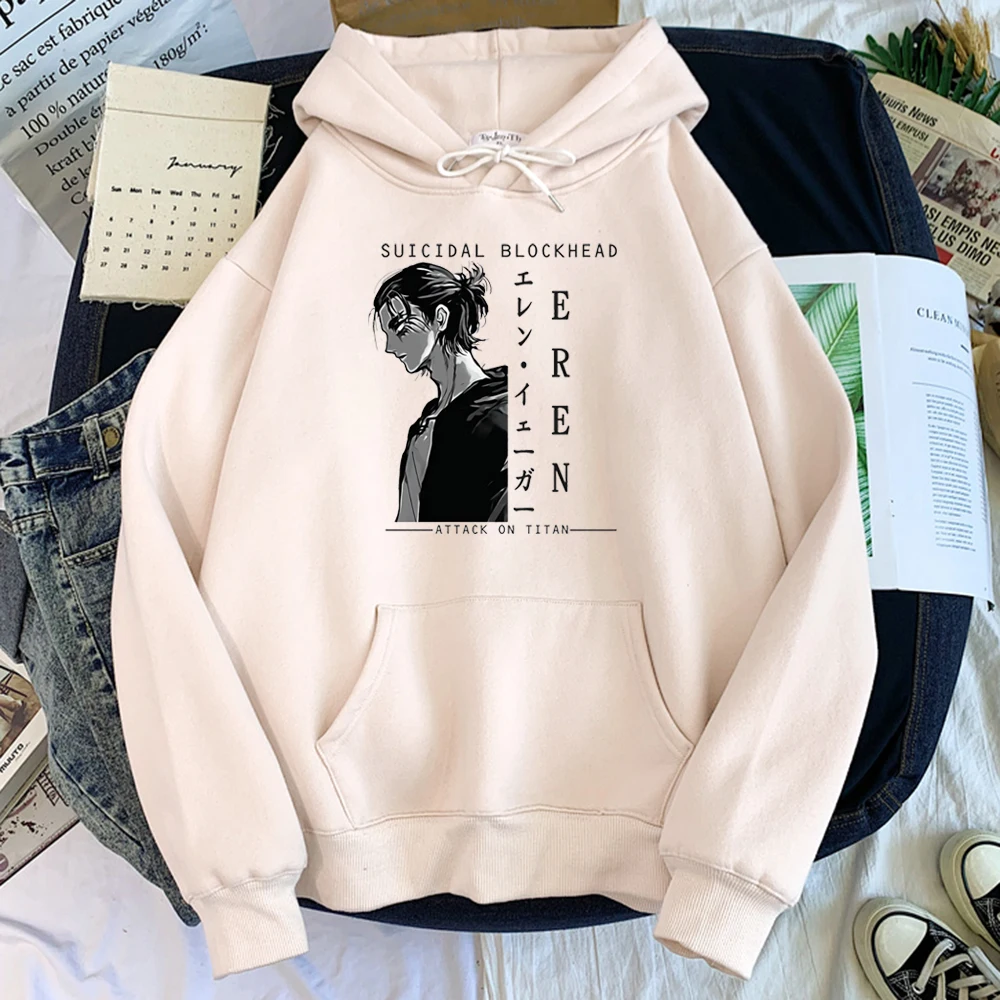 Anime Attack On Titan Eren Jaeger Printed Hoodie Men Women Oversize O-Neck Sweatshirts Cosy Loose Smale Warm Streetwear Tracksui |