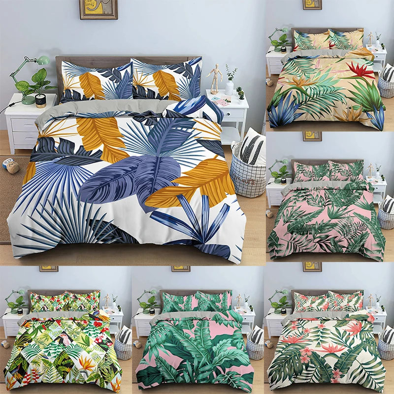 

Leaves Bedding Set Single / Double King Size Quilt Cover with Pillow Case 2 3 Piece