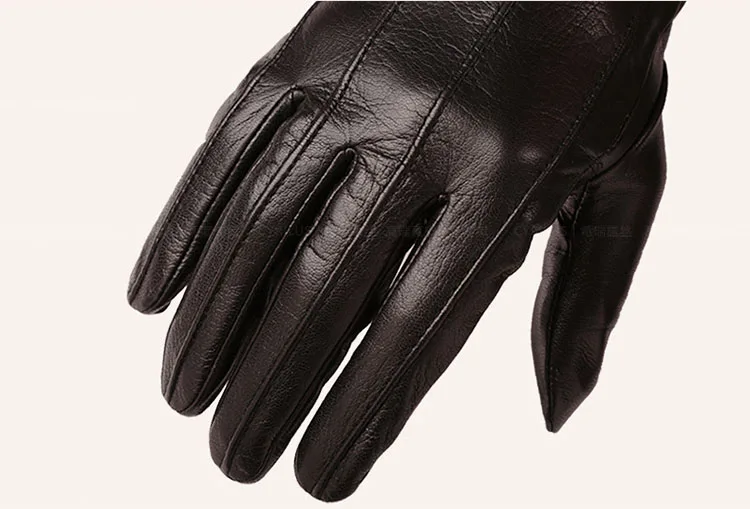 Модные мягкие мужские меховые перчатки с пальцами, мужские кожаные перчатки из натуральной кожи, весенне-Осенние теплые перчатки для мужчин ST05508