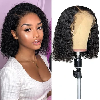 

Lace Closure Cut Wigs Lace Front Wig Short Curly Bob 13x4 Lace Front Human Hair Wig Pre Plucked Brazilian Bleached Knots