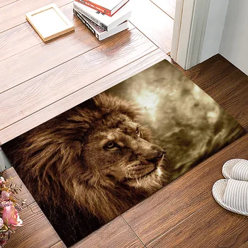 

Lion Restore Ancient Lion Mane Head Majestic Golden Art Face Old Big Animal Fierce DoorMat Outdoor Indoor Bathroom Rug