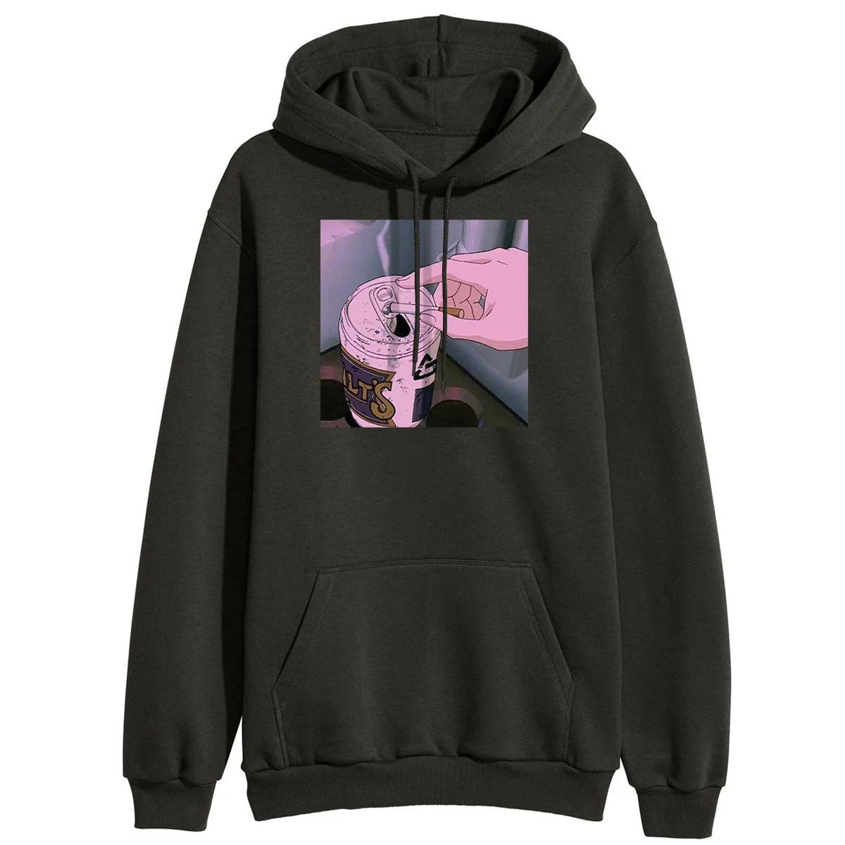 Sad аниме Vaporwave толстовка женская зимняя толстовка с капюшоном Эстетическая Япония отаку Толстовка в стиле "кэжуал" флисовый пуловер - Цвет: black6