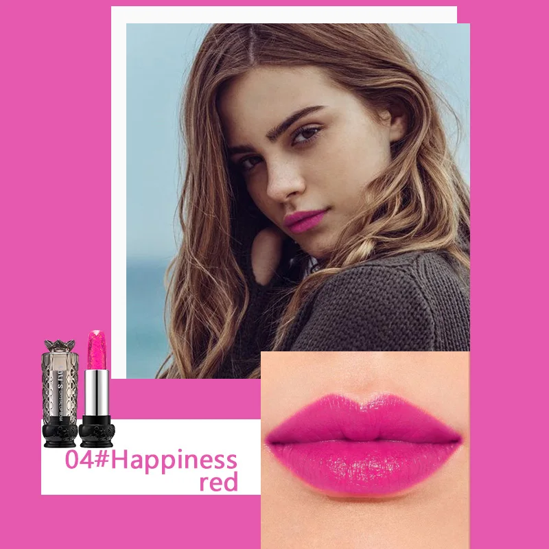 04 Transparent Changed Color Lip Balm Pink Pintalabios Jelly Flower Makeup Temperature Lipstick Moisturizer Long-lasting Lipbalm - Цвет: 04