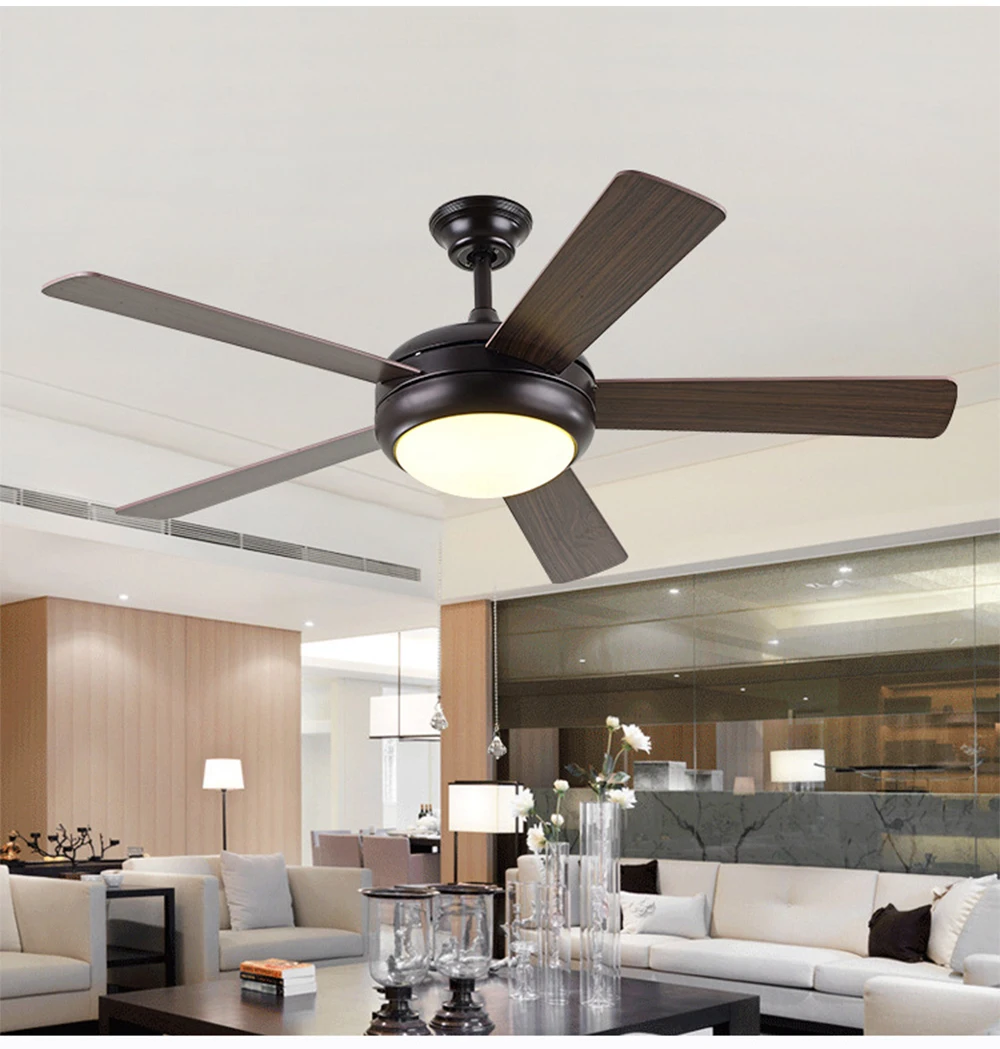 

LED Ceiling Fans 220V Wooden for Children Living Room Bedroom with Remote Controller Cooling Fan Light 52 Inch Lamp