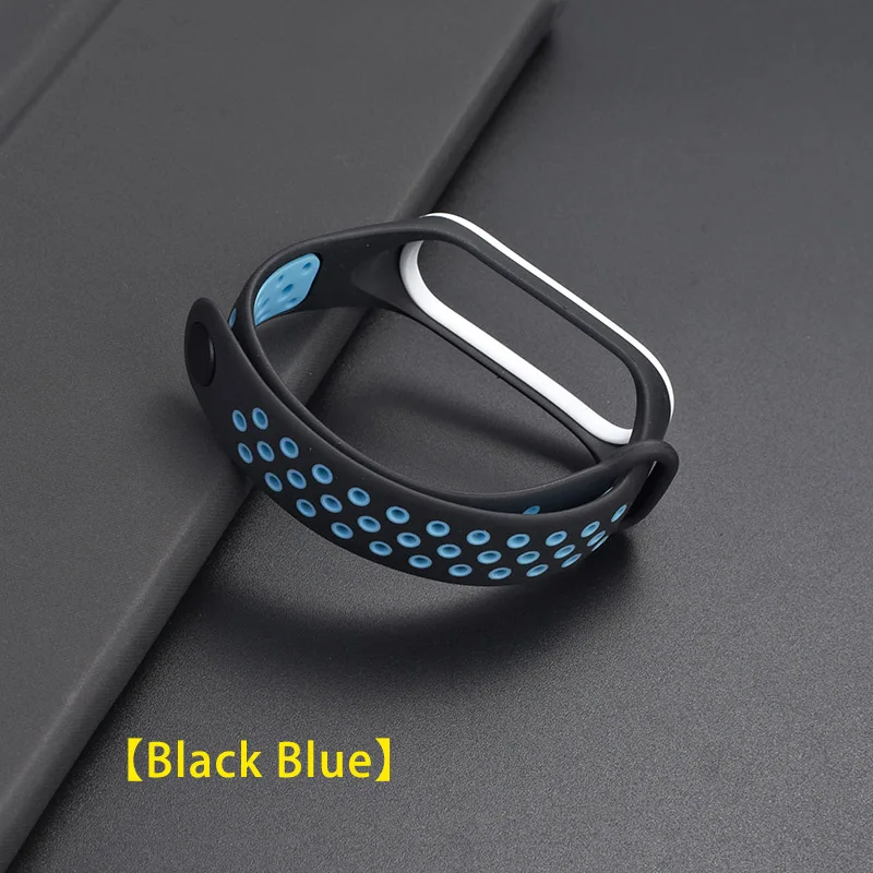 Силиконовый спортивный дышащий ремешок для Xiaomi mi, браслет 4 для mi Band 3, сменный Браслет - Цвет ремешка: Black Blue