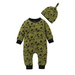 Barboteuse et chapeau en coton pour bébés garçons, vêtements pour nourrissons, combinaisons de dessin animé Panda pour garçons de 3 à 18 mois, printemps automne 
