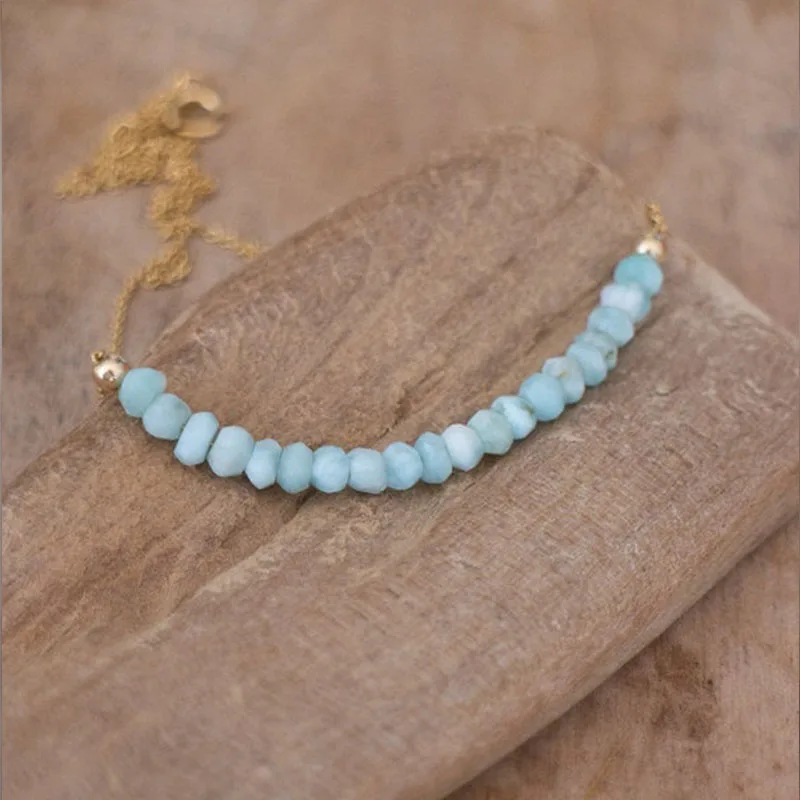 Larimar Necklace Natural Dominican Larimar Beaded Necklace Genuine Larimar Jewelry - Image 3