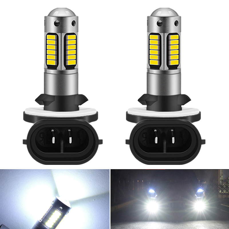 2pcs H27W/2 881 Led Bulbs Fog Lights for Cars Led Fog Driving Lamp High Lights Car Light Sourse 6000K White H27W H27 Led H1 H3