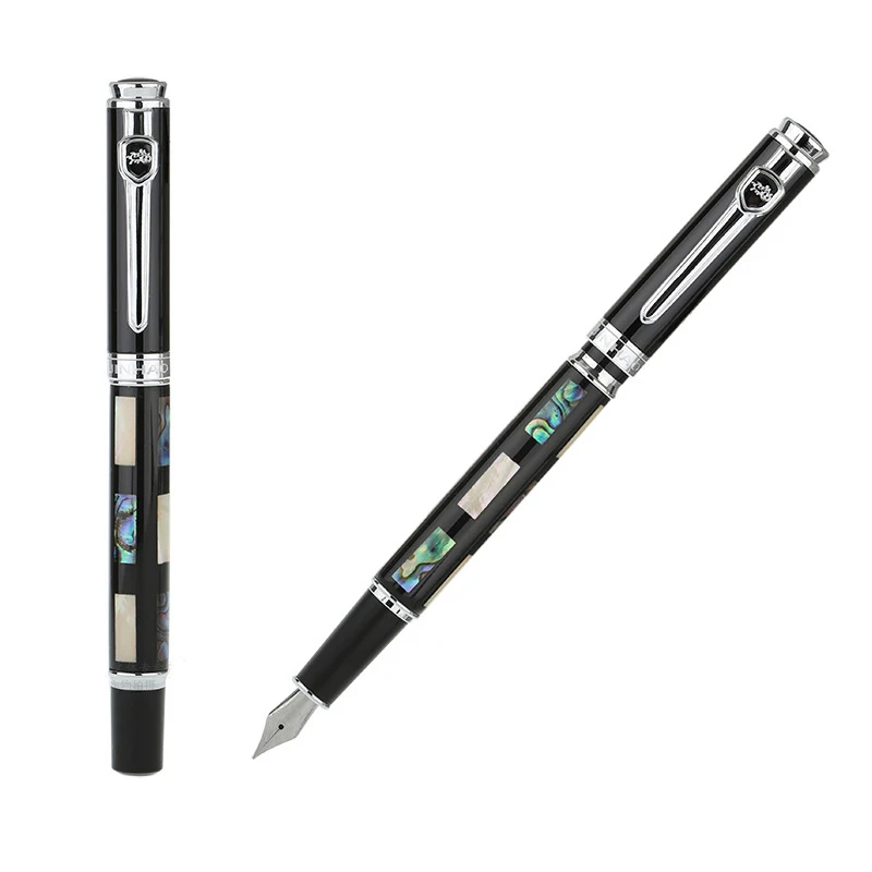 Jinhao 8802 심해 밝은 진주 쉘 만년필, 0.5mm 펜촉 금속 잉크 펜, 선물 사무용품, 학용품
