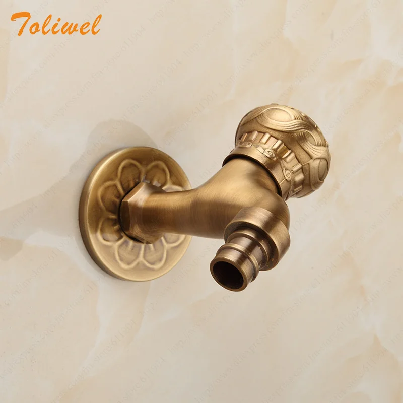 Antique Brass Artistic Round Handle Wall Mounted Bathroom Kitchen Laundry Mop Sink Faucet Tap 2610040