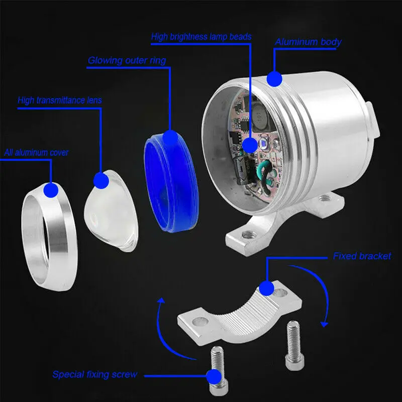 2 шт алюминиевый U3 светодиодный переключатель фары 6000-7000K 3 встроенный режим работы украшение для автомобильной фары