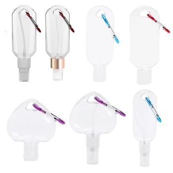 

10Pcs 50ML Travel Plastic Clear Bottles with Keychain Containers Empty Refillable Skin Care Liquid Hand Sanitizer Container
