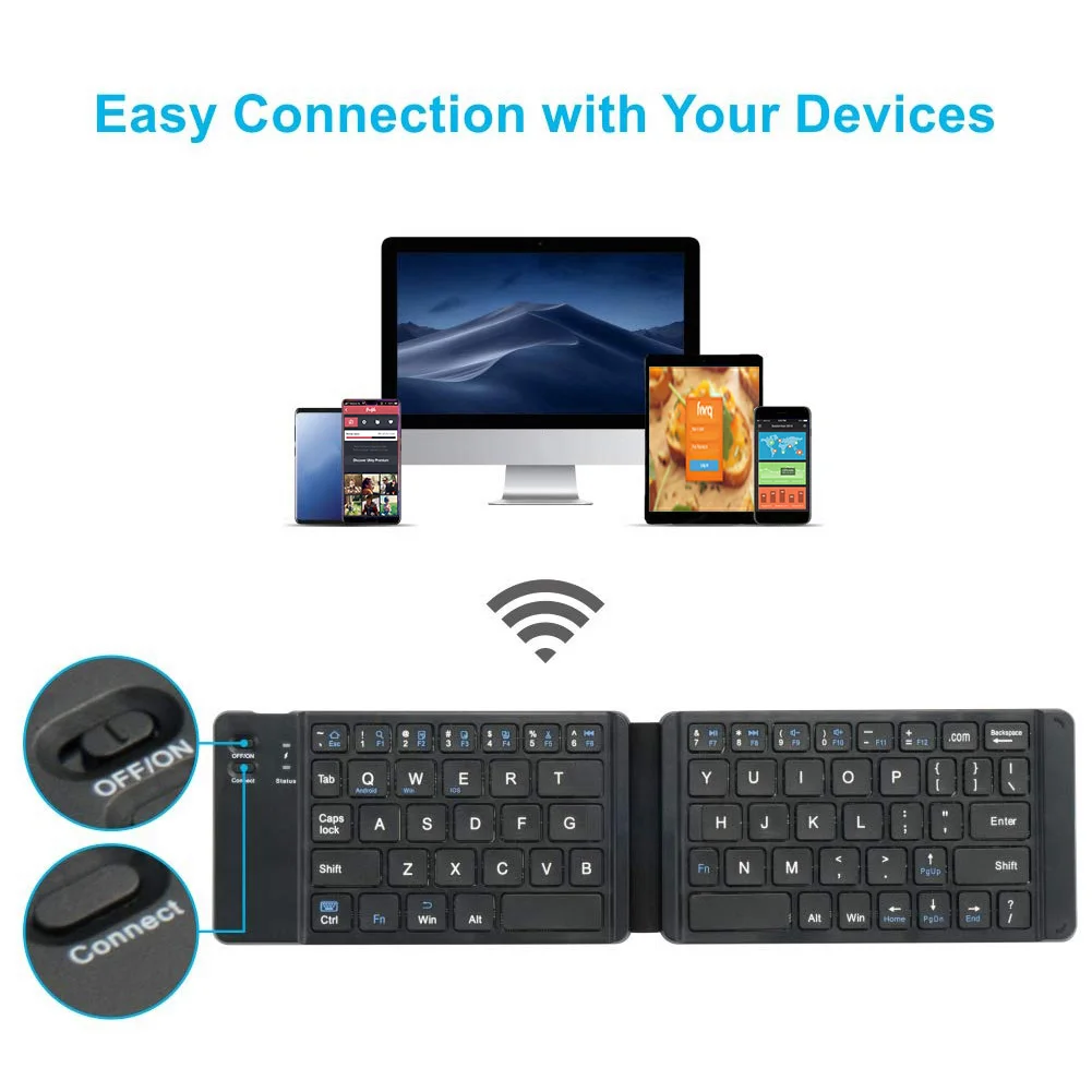 Портативный телефон ноутбук для IOS Android USB Перезаряжаемый компактный планшет Bluetooth 3,0 универсальная дорожная Беспроводная складная клавиатура