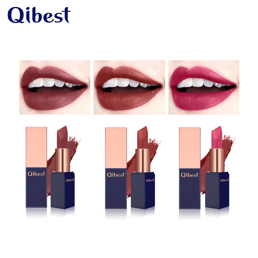 

QIBEST Matte Lip Stick 12Color Cosmetics Long-lasting Moisturizing Not Easy To Fading Lipsticks Fog Surface Matte Lipstick TSLM2