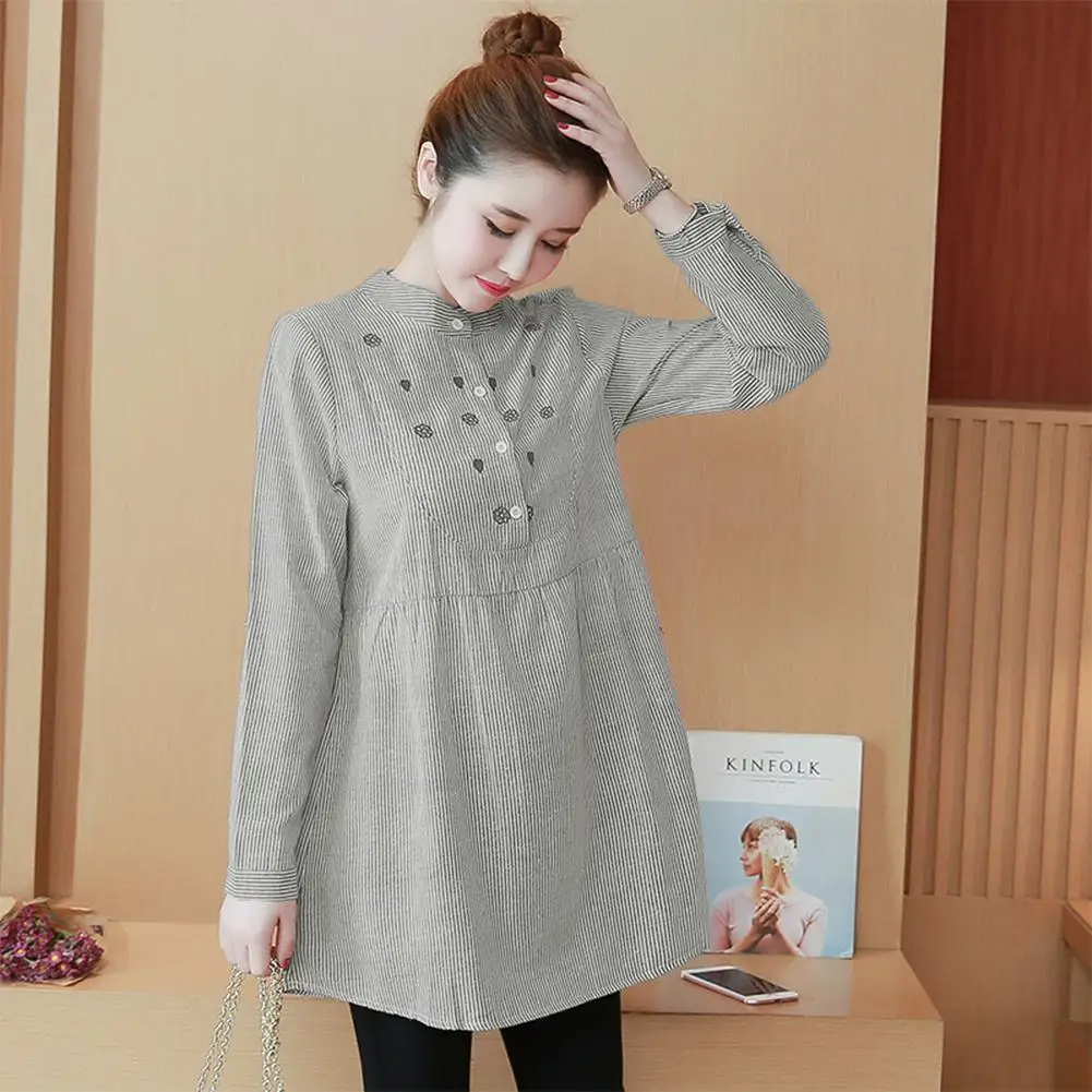 Kuulee, женские платья для беременных, Одежда для беременных, платье в полоску с длинным рукавом, свободная версия платья