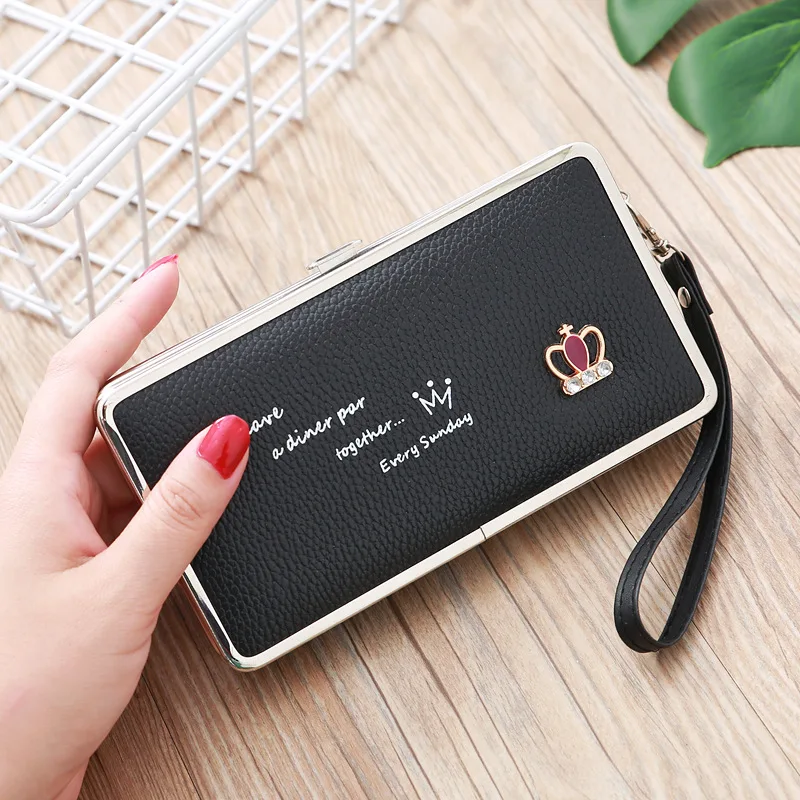 

Women's Wallet Long Cute Crown Japanese Korean Container Wallet WOMEN'S Handbag Mobile Phone Bag