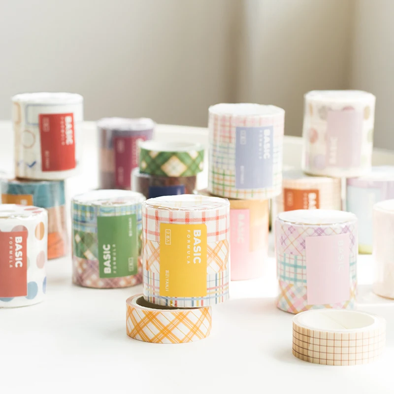 

3pcs Basic Formula Paper Washi Tape Set 15mm Dots Plaid Color Adhesive Masking Tapes Diary Stickers Decoration Home DIY A6828