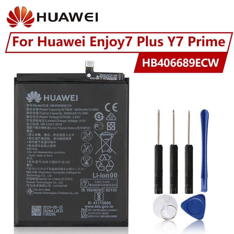 Huawei оригинальный сменный аккумулятор HB406689ECW для enjoy 7 Plus Enjoy Y9 2019 / 9P Y7 prime ENJOY 8Plus 4000