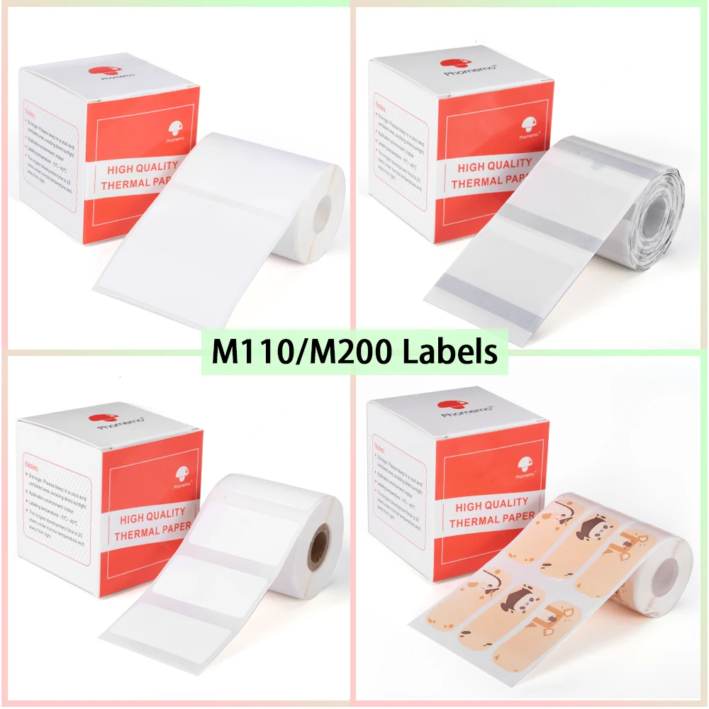 Phomemo Papel Autoadhesivo Thermal Labels for M110/M200 Labeler Printer Adhesive Papier Round Square Color Sticker Business Tag