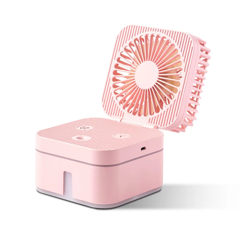 PINK Портативный мини Usb Перезаряжаемый увлажняющий спрей-вентилятор увлажняющий вентилятор комбинированный для маленьких столов и домашних вентиляторов - Цвет: PINK