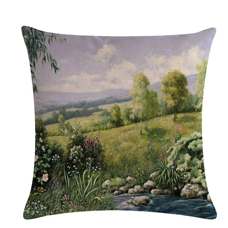 45*45 см страна крышка с пейзажем бросок Наволочки покрытия для подушек сиденья