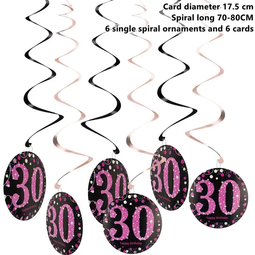 Taoup черная Золотая бумага 30 одноразовая посуда на день рождения 30-й декор с днем рождения Декорации для взрослых одноразовая посуда для вечеринок - Цвет: Pink Swirling