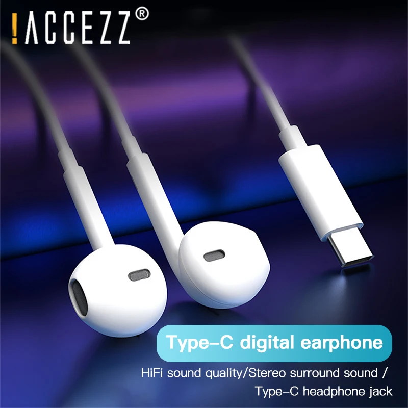 

!ACCEZZ USB Type C In-Ear Earphone For Huawei Mate10 Pro Mate20 P30 Mic Volume Control Type C Earphones For Xiaomi Mi5 Headphone