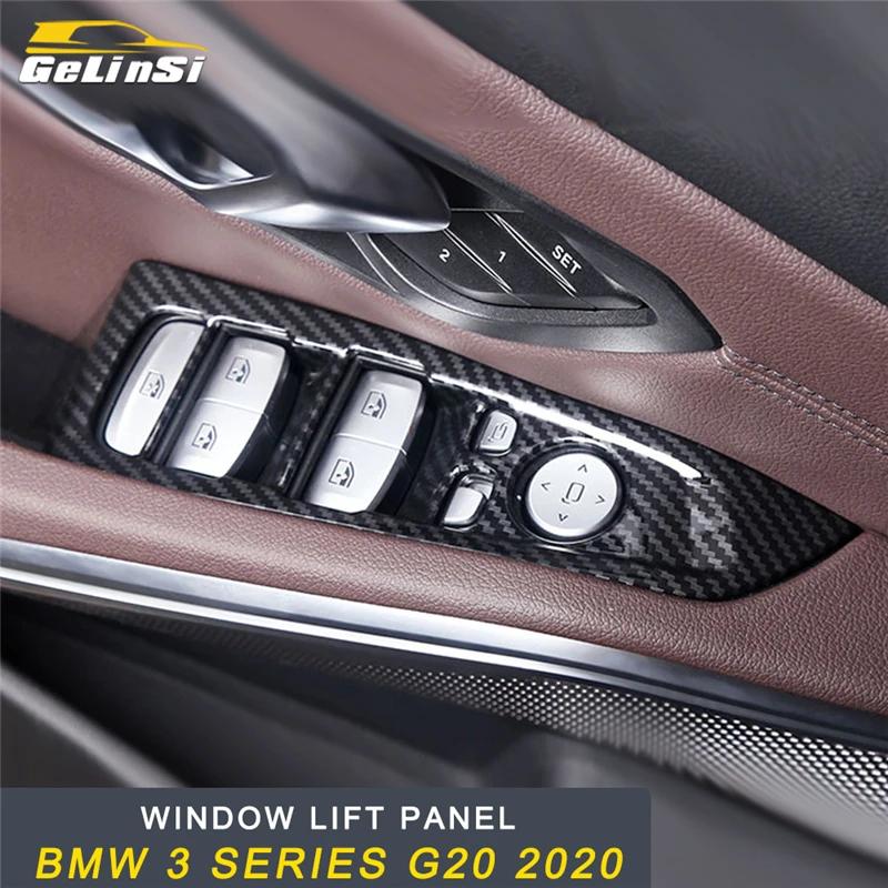 

Gelinsi Door Gate Window Lift Button Switch Panel Cover Frame Sticker Interior Accessories For BMW 3 Series G20 2020 Car Styling