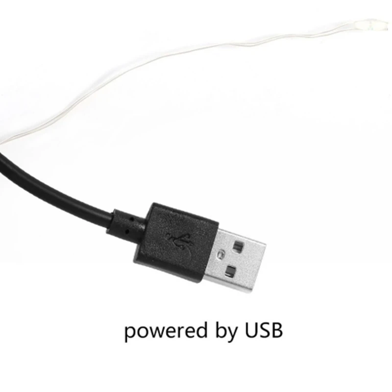 Светодиодная Серебряная/медная проволочная гирлянда 2 м/5 м/10 м USB 5 В с питанием Рождественская гирлянда наружная/Внутренняя декоративная Свадебная вечеринка