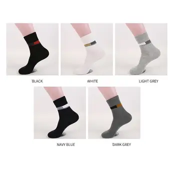 

Men Solid Cotton Ankle Socks Stripes Black White Grey Navy Charcoal Crew Socks Business Men Thick Winter Short Socks 5Pairs/lot