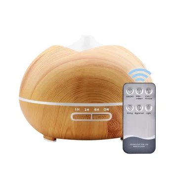 

400ML Remote Control Wood Grain Aromatherapy Machine New Home Colorful Night Light Ultrasonic Aroma Humidifier
