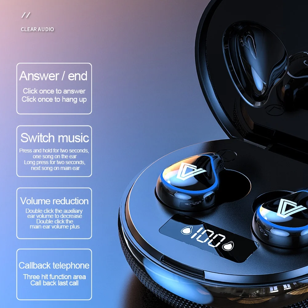 Bluetooth 5 0 Earphone Sports Waterproof 9D Stereo A29 TWS Wireless Stereo Earbuds Music Touch Digital Display Earphone Earbuds