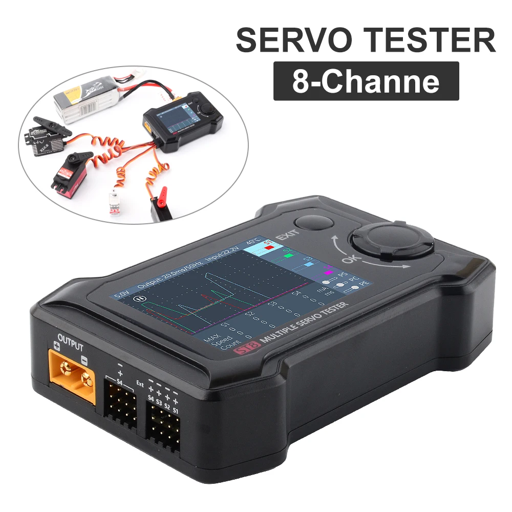 Toolkitrc st8 2.4 tft 7-28v 8 canais servo integrado tester 4 teste de sinal de interface independente