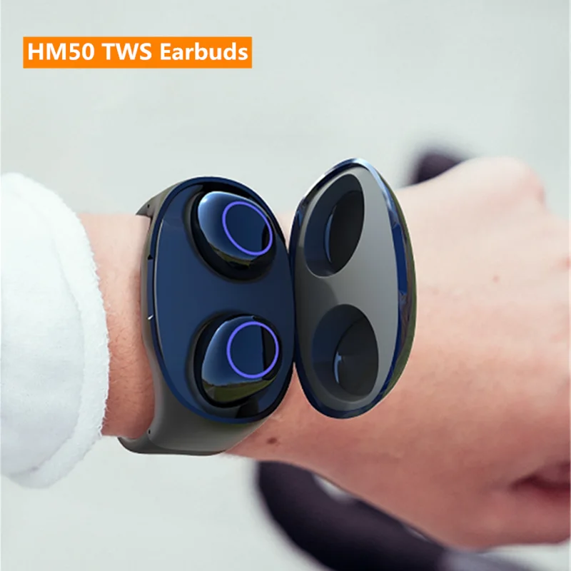 Браслет беспроводные наушники HM50 TWS 5,0 Bluetooth браслет наушники сенсорные гарнитуры активное шумоподавление с Микрофоны