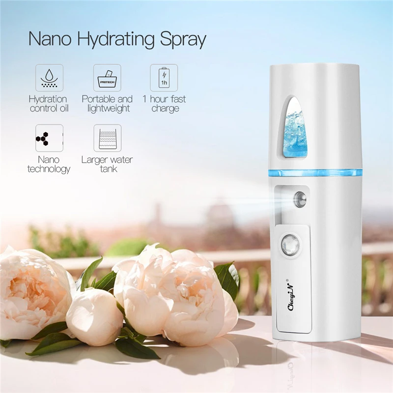 Ultrasonic Skin Scrubber/RF EMS LED Beauty Device/Mini Nano Mister Deep Face Cleaner