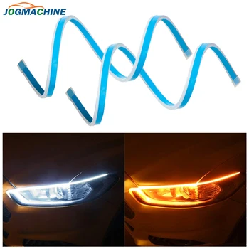 

2Pcs Ultrafine LED DRL 30 45 60 70cm Daytime Running Light Flexible Car Led Strip White Turn Signal Yellow Waterproof